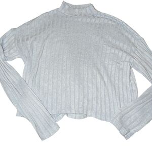 Free With Purchase Light Gray blue Ribbed Turtleneck Sweater